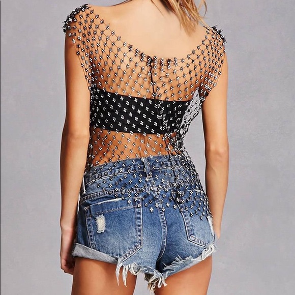 Women's Black Kikiriki Rhinestone Top - Picture 3 of 4